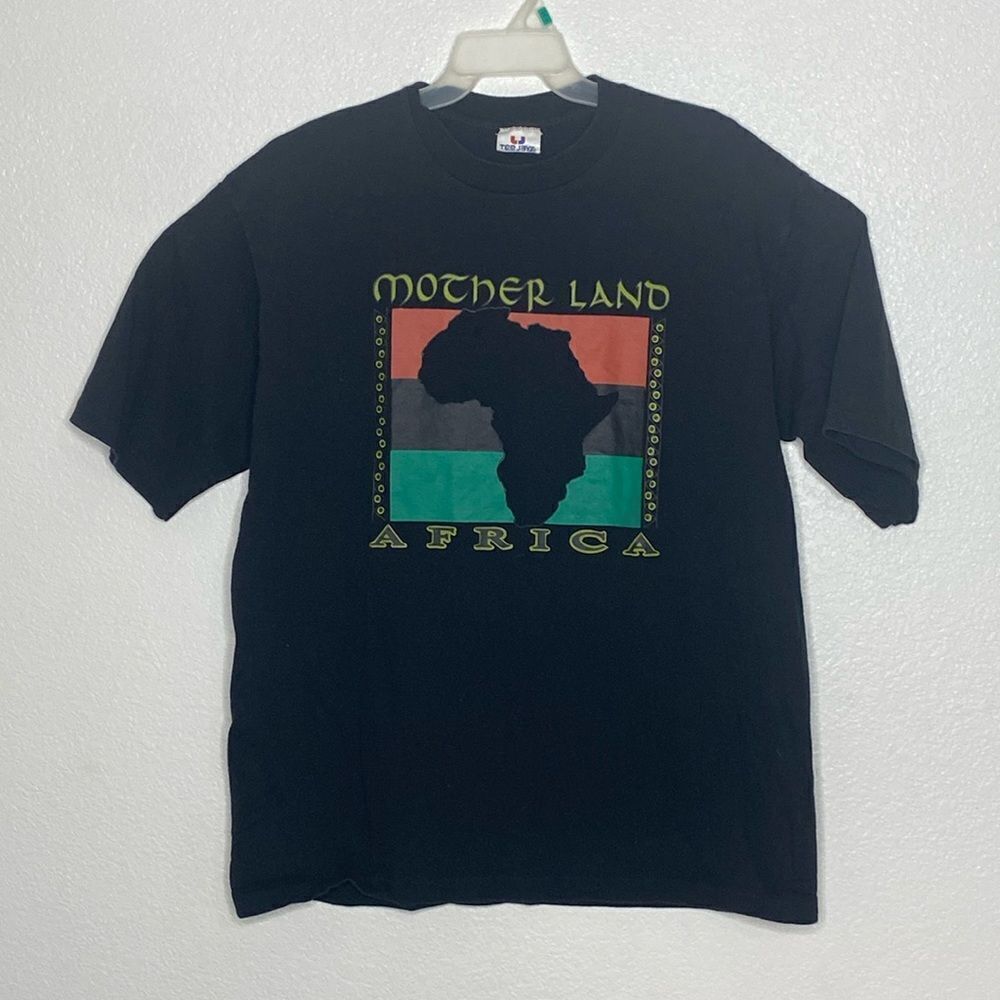 Vintage Mother Land Africa Black T Shirt by Tee Jays